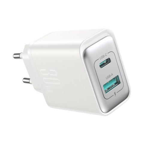 Ładowarka sieciowa USB-C - USB-A 30W PD - biała Ładowarka sieciowa USB-C - USB-A 30W PD - biała