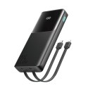 Powerbank 10000mAh z wbudowanymi kablami USB-C iPhone Lightning - czarny