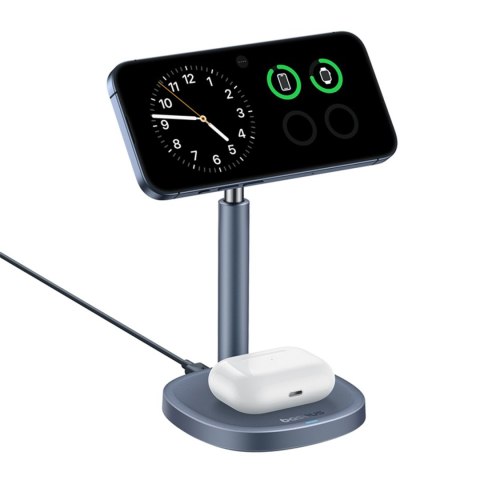 2w1 Ładowarka indukcyjna Orbit 2 Pro MagSafe Qi2 20W z chłodzeniem - szara 2w1 Ładowarka indukcyjna Orbit 2 Pro MagSafe Qi2 20W z chłodzeniem - szara