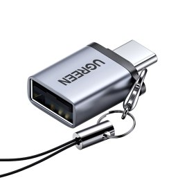 Adapter przejściówka USB-C (męski) - USB-A 3.0 (żeński) ze smyczą - szary
