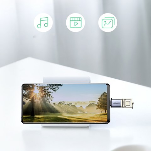 Adapter przejściówka USB-C (męski) - USB-A 3.0 (żeński) ze smyczą - szary Adapter przejściówka USB-C (męski) - USB-A 3.0 (żeński) ze smyczą - szary