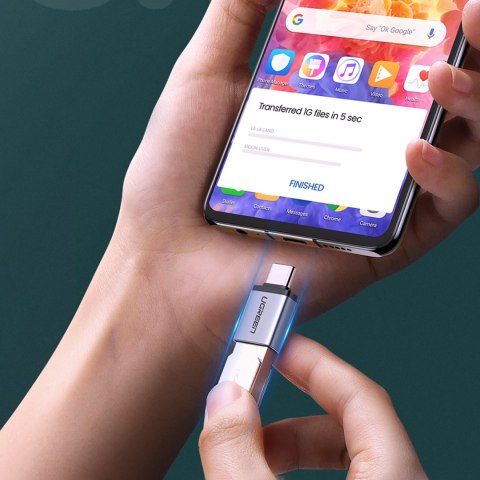 Adapter przejściówka USB-C (męski) - USB-A 3.0 (żeński) ze smyczą - szary Adapter przejściówka USB-C (męski) - USB-A 3.0 (żeński) ze smyczą - szary