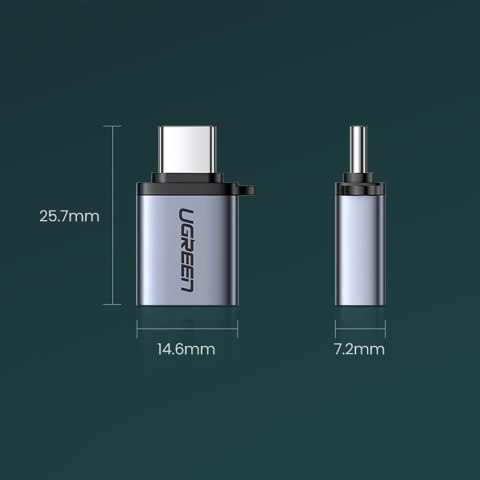 Adapter przejściówka USB-C (męski) - USB-A 3.0 (żeński) ze smyczą - szary Adapter przejściówka USB-C (męski) - USB-A 3.0 (żeński) ze smyczą - szary