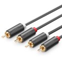 Kabel audio 2RCA (męski) - 2RCA (męski) 1m - szary