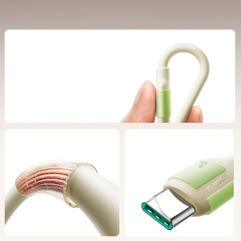 Kabel przewód USB-A - USB-C z fluorescencyjną końcówką 1.2m - beżowy Kabel przewód USB-A - USB-C z fluorescencyjną końcówką 1.2m - beżowy