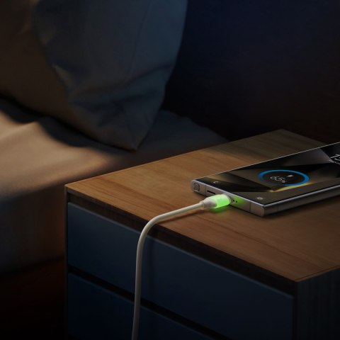 Kabel przewód USB-A - USB-C z fluorescencyjną końcówką 1.2m - beżowy Kabel przewód USB-A - USB-C z fluorescencyjną końcówką 1.2m - beżowy