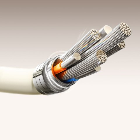 Kabel przewód USB-A - USB-C z fluorescencyjną końcówką 1.2m - beżowy Kabel przewód USB-A - USB-C z fluorescencyjną końcówką 1.2m - beżowy