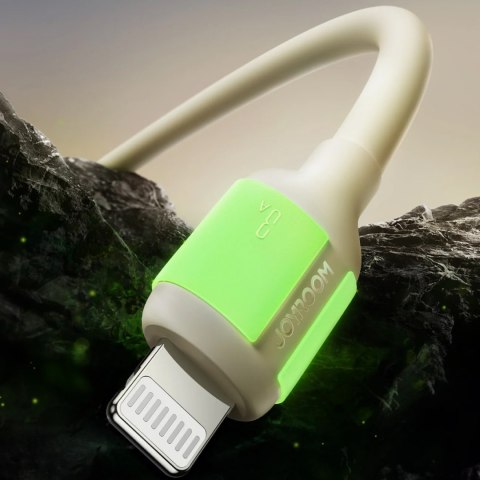 Kabel przewód USB-A - iPhone Lightning z fluorescencyjną końcówką 3A 2m - beżowy Kabel przewód USB-A - iPhone Lightning z fluorescencyjną końcówką 3A 2m - beżowy