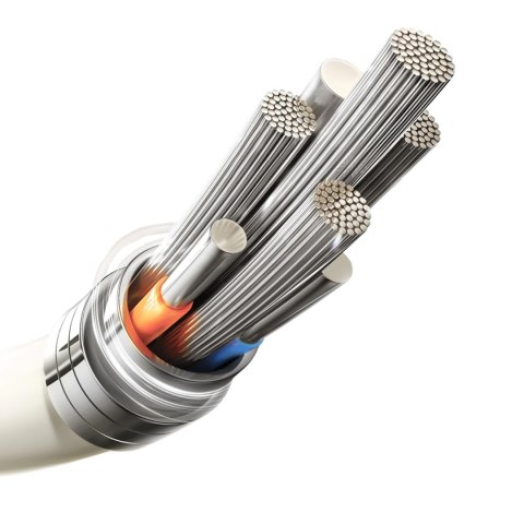 Kabel przewód USB-A - iPhone Lightning z fluorescencyjną końcówką 3A 2m - beżowy Kabel przewód USB-A - iPhone Lightning z fluorescencyjną końcówką 3A 2m - beżowy