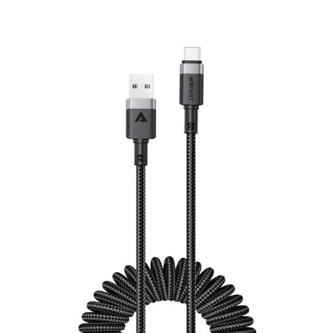 Kabel przewód spiralny USB-A - USB-C 480Mb/s 3A 1.2m - czarny Kabel przewód spiralny USB-A - USB-C 480Mb/s 3A 1.2m - czarny