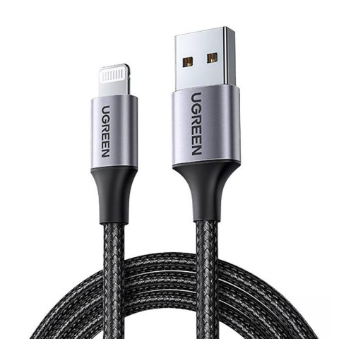 Kabel przewód w oplocie USB-A - iPhone Lightning MFi 1.5m - czarny Kabel przewód w oplocie USB-A - iPhone Lightning MFi 1.5m - czarny