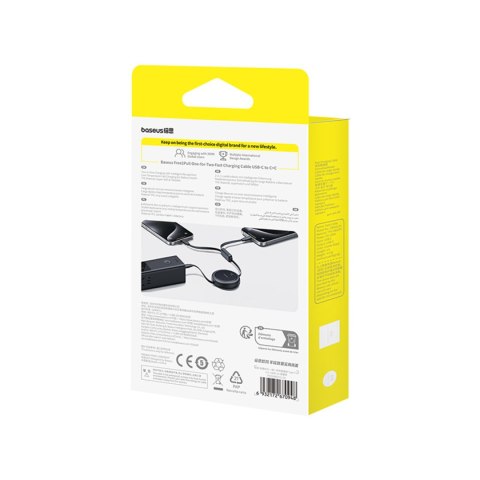 Kabel przewód zwijany USB-C - 2 x USB-C Bright Mirror Series 100W 1m - czarny Kabel przewód zwijany USB-C - 2 x USB-C Bright Mirror Series 100W 1m - czarny