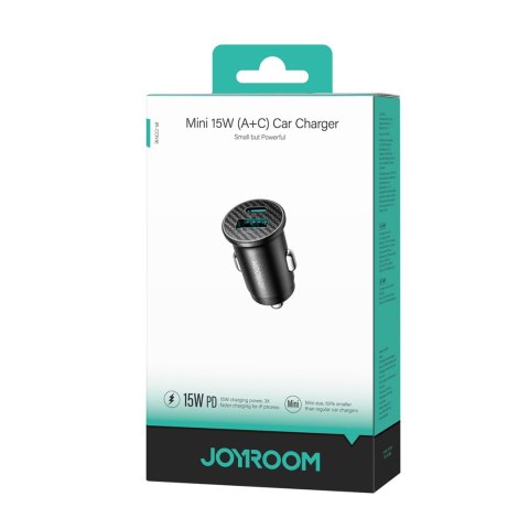 Ładowarka samochodowa Mini 15W USB-A USB-C - czarna Ładowarka samochodowa Mini 15W USB-A USB-C - czarna