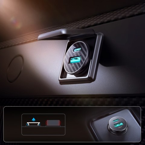 Ładowarka samochodowa Mini 15W USB-A USB-C - czarna Ładowarka samochodowa Mini 15W USB-A USB-C - czarna