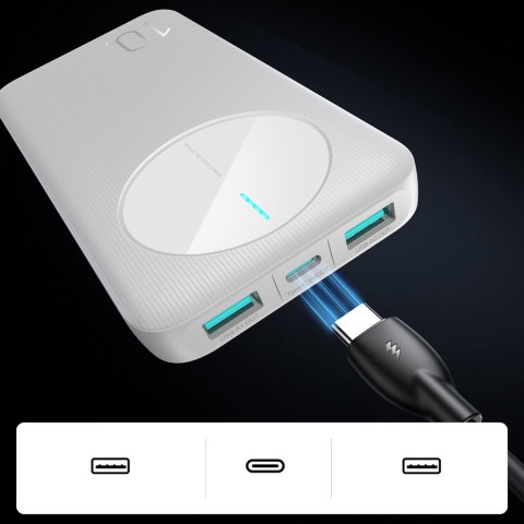 Powerbank JR-PBF12 10000mAh 2.4A 2x USB-A 1x USB-C - biały Powerbank JR-PBF12 10000mAh 2.4A 2x USB-A 1x USB-C - biały