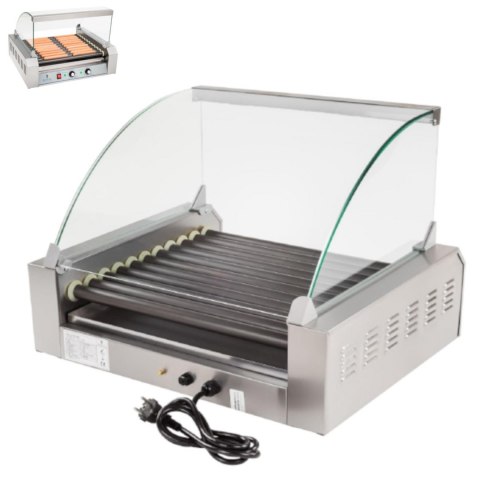 Grill rolkowy z szybą Roller grill z rolkami z teflonu 11T Grill rolkowy z szybą Roller grill z rolkami z teflonu 11T