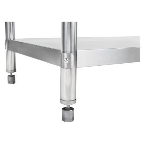 Stół do kuchni blat roboczy ze stali nierdzewnej z rantem i dolną półką 200x60cm Stół do kuchni blat roboczy ze stali nierdzewnej z rantem i dolną półką 200x60cm