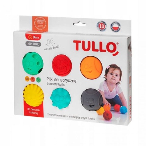 Piłki sensoryczne buźki 6 szt. AM Tullo kolorowe 462 N/A