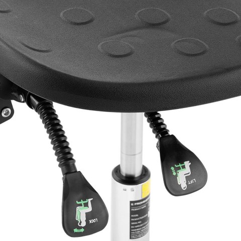Krzesło robocze warsztatowe z oparciem podnóżkiem CHROM do 120 kg 515-780 mm czarne Krzesło robocze warsztatowe z oparciem podnóżkiem CHROM do 120 kg 515-780 mm czarne
