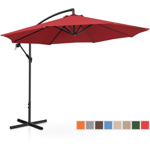 Parasol ogrodowy na wysięgniku okrągły uchylny śr. 300 cm bordowy Parasol ogrodowy na wysięgniku okrągły uchylny śr. 300 cm bordowy