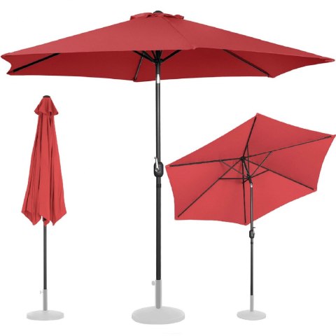 Parasol ogrodowy okrągły duży uchylny z korbką śr. 300 cm bordowy Parasol ogrodowy okrągły duży uchylny z korbką śr. 300 cm bordowy