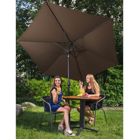 Parasol ogrodowy okrągły duży uchylny z korbką śr. 300 cm brązowy Parasol ogrodowy okrągły duży uchylny z korbką śr. 300 cm brązowy