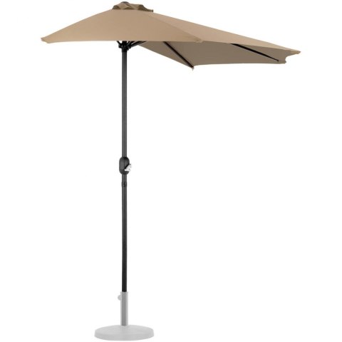 Półparasol przyścienny balkonowy tarasowy półokrągły 270 x 135 cm szarobrązowy Półparasol przyścienny balkonowy tarasowy półokrągły 270 x 135 cm szarobrązowy
