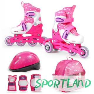 Zestaw SMJ Sport Combo Pink LED: 2w1 wrotko-rolki HS-TNK-000009549 30-33