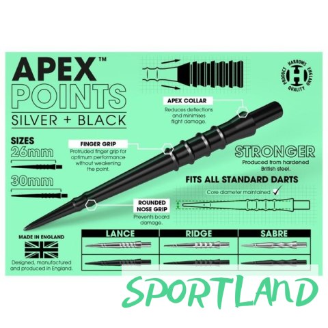 Końcówki do rzutek steeltip Harrows Apex Lance HS-TNK-000013912 26 mm Końcówki do rzutek steeltip Harrows Apex Lance HS-TNK-000013912 26 mm