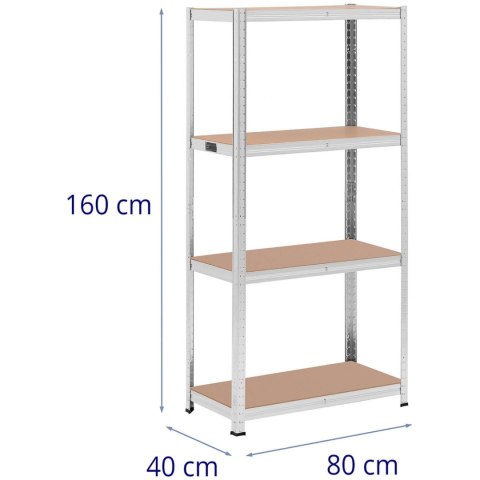 Regał magazynowy metalowy 4 półki 320 kg 80 x 40 x 160 cm szary 2 szt. Regał magazynowy metalowy 4 półki 320 kg 80 x 40 x 160 cm szary 2 szt.