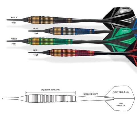 Rzutki Harrows Vivid Softip HS-TNK-000013783 18 gR Rzutki Harrows Vivid Softip HS-TNK-000013783 18 gR