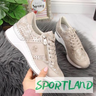 Sneakersy na koturnie Rieker W N4327-80 beżowe 37