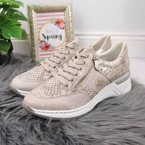 Sneakersy na koturnie Rieker W N4327-80 beżowe 37 Sneakersy na koturnie Rieker W N4327-80 beżowe 37