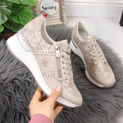 Sneakersy na koturnie Rieker W N4327-80 beżowe 37 Sneakersy na koturnie Rieker W N4327-80 beżowe 37