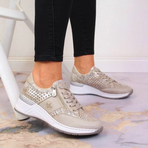 Sneakersy na koturnie Rieker W N4327-80 beżowe 37 Sneakersy na koturnie Rieker W N4327-80 beżowe 37