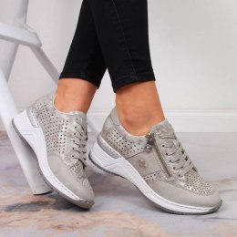 Sneakersy na koturnie Rieker W N4327-80 beżowe 38