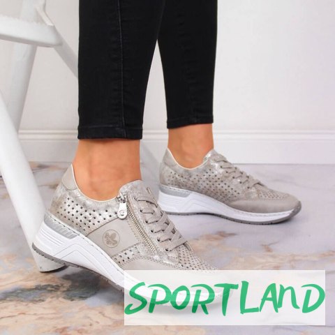 Sneakersy na koturnie Rieker W N4327-80 beżowe 38 Sneakersy na koturnie Rieker W N4327-80 beżowe 38