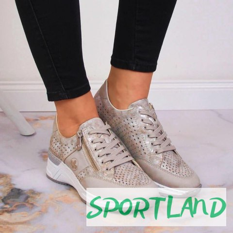 Sneakersy na koturnie Rieker W N4327-80 beżowe 38 Sneakersy na koturnie Rieker W N4327-80 beżowe 38