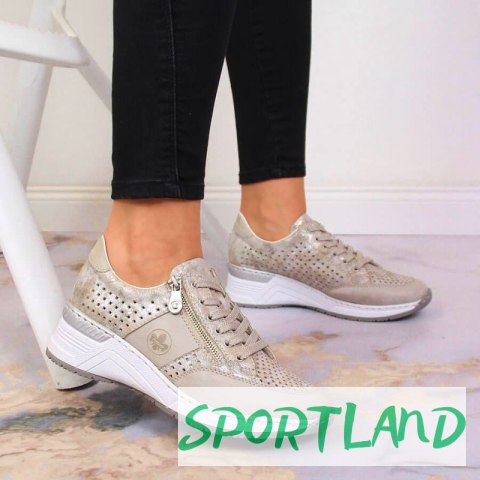 Sneakersy na koturnie Rieker W N4327-80 beżowe 38 Sneakersy na koturnie Rieker W N4327-80 beżowe 38