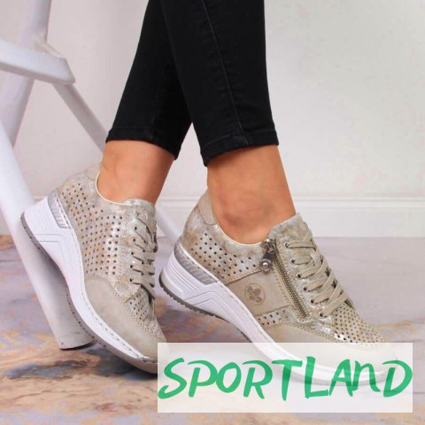 Sneakersy na koturnie Rieker W N4327-80 beżowe 39 Sneakersy na koturnie Rieker W N4327-80 beżowe 39