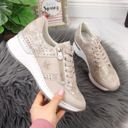 Sneakersy na koturnie Rieker W N4327-80 beżowe 40