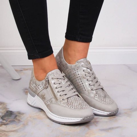 Sneakersy na koturnie Rieker W N4327-80 beżowe 40 Sneakersy na koturnie Rieker W N4327-80 beżowe 40