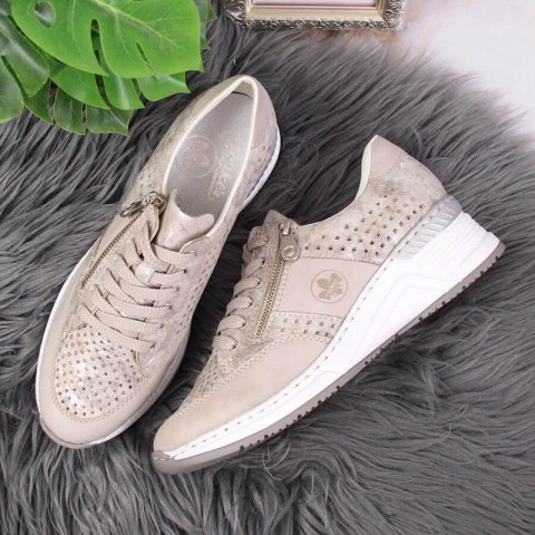 Sneakersy na koturnie Rieker W N4327-80 beżowe 40 Sneakersy na koturnie Rieker W N4327-80 beżowe 40