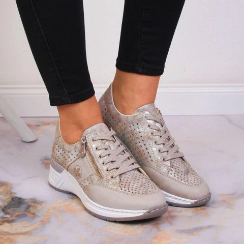 Sneakersy na koturnie Rieker W N4327-80 beżowe 40 Sneakersy na koturnie Rieker W N4327-80 beżowe 40