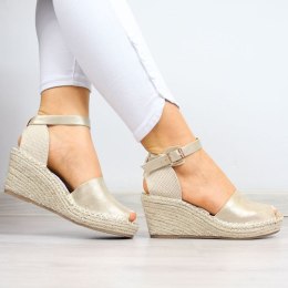 Sandały espadryle na koturnie eVento W EVE68A złote 38