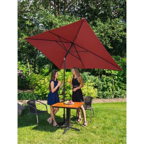 Parasol ogrodowy tarasowy prostokątny z korbką 200 x 300 cm bordowy Parasol ogrodowy tarasowy prostokątny z korbką 200 x 300 cm bordowy