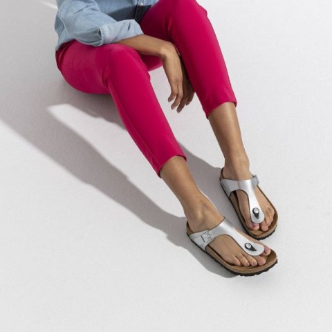 Japonki damskie Birkenstock Gizeh Birko-Flor srebrne regular szerokie (0043851) 35.0 Japonki damskie Birkenstock Gizeh Birko-Flor srebrne regular szerokie (0043851) 35.0