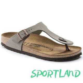 Japonki damskie szare-beżowe Birkenstock Gizeh Birko-Flor Nubuck Stone regular szerokie (43391) 41.0