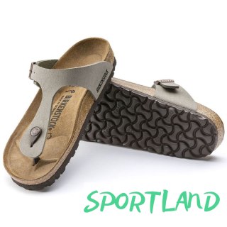Japonki damskie szare-beżowe Birkenstock Gizeh Birko-Flor Nubuck Stone regular szerokie (43391) 41.0