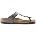 Japonki damskie szare-beżowe Birkenstock Gizeh Birko-Flor Nubuck Stone regular szerokie (43391) 41.0